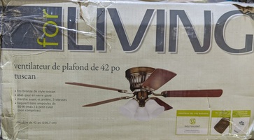For Living Tuscan 42" Ceiling Fan LIKE NEW (no remote) 052-4744-2