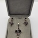 Vintage 0.925% Silver Pendant & Earring Set with Red Gemstones