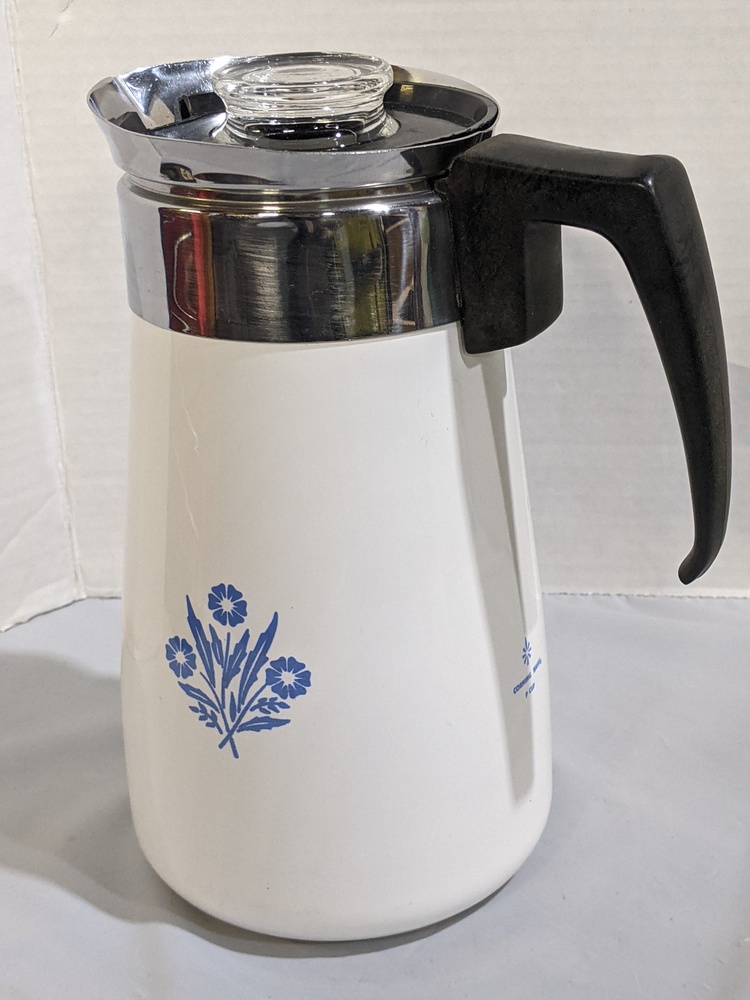 Vintage Blue Cornflower Corning Ware Coffe Pot Percolator 10 C P-80-EP  (item #1408434)