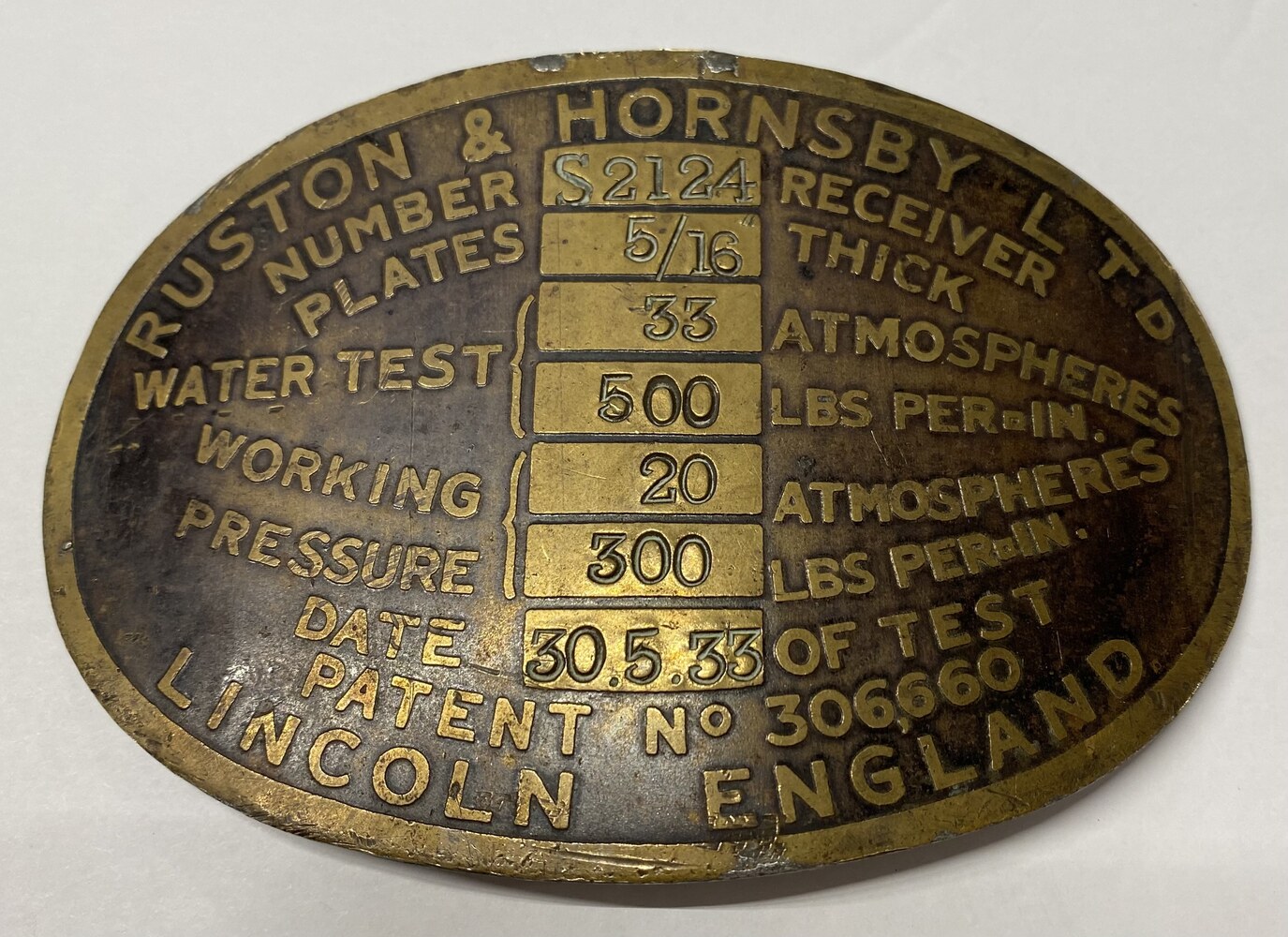 1933 Ruston & Hornsby Ltd. Dashboard Plaque | Avenue Shop Swap & Sell