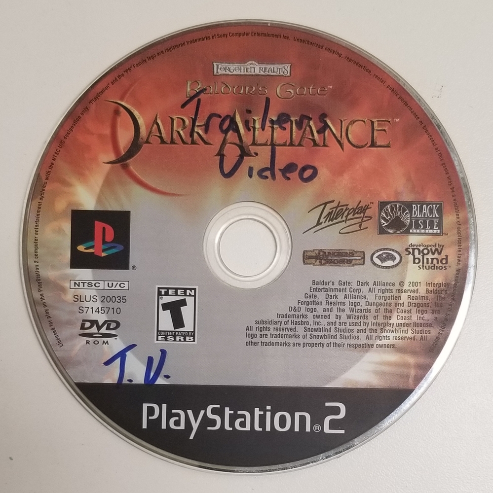 FORGOTTEN REALMS BALDUR'S GATE DARK ALLIANCE **PS2**DISC ONLY**TESTED ...