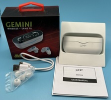 Gemini Wireless Earbuds (White) IN BOX w/ Charger Security Case - TESTED!