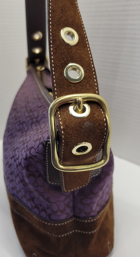 Lavender Coach store Suede Leather Crossbody Bag