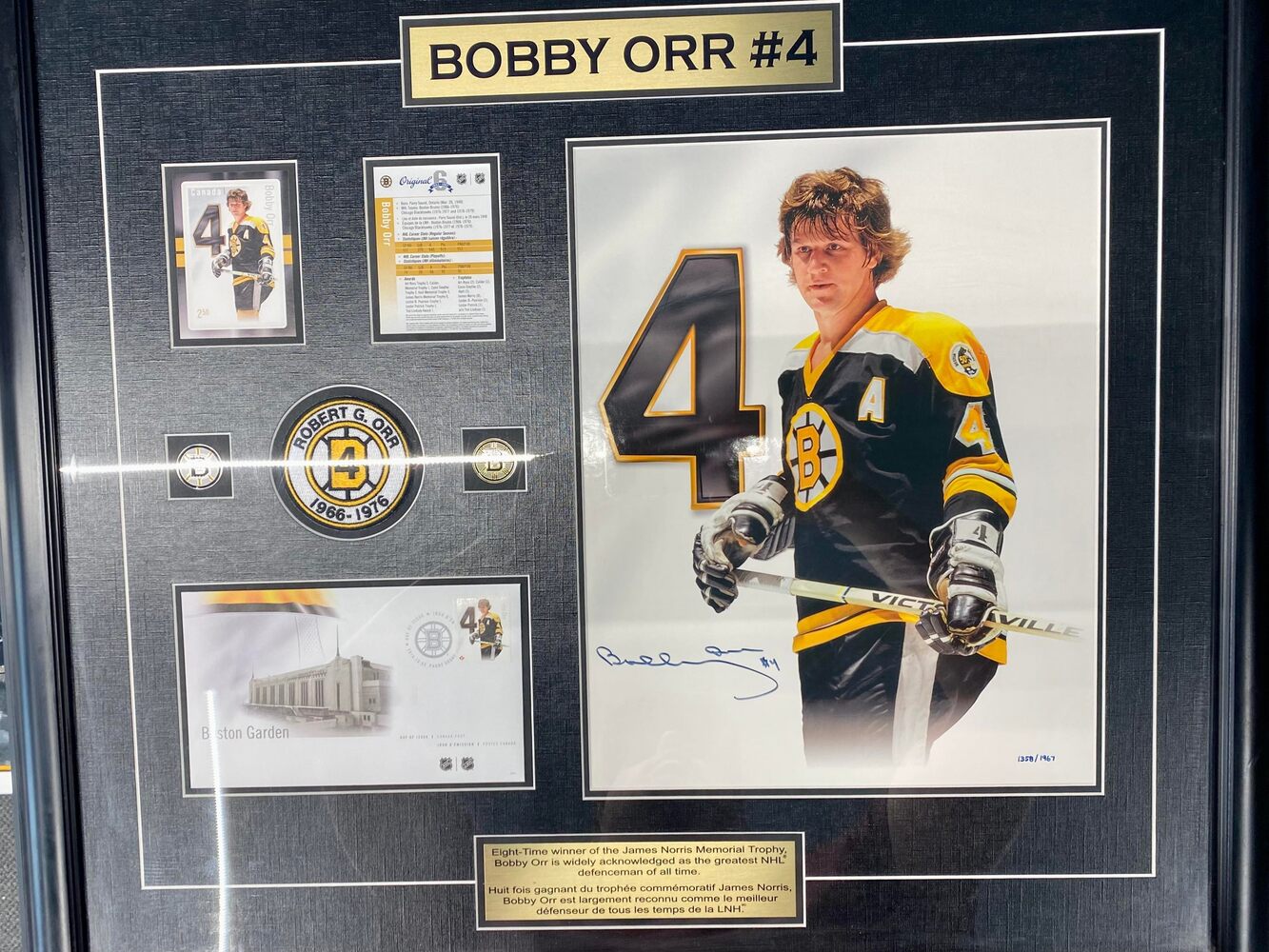 Bobby Orr Boston Bruins Signed Framed 20x29 Shooting vs. Canadiens