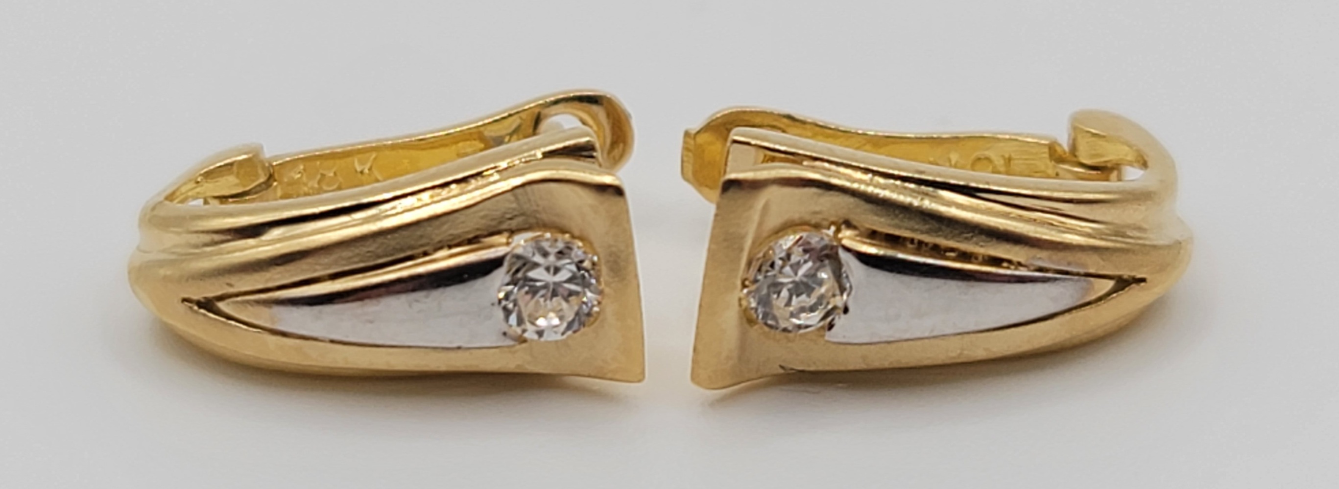 18 Karat Two Tone Yellow / White Gold Earrings | Avenue Shop Swap & Sell