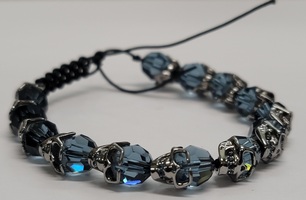 Swarovski Taddeo Rhodium Blue Crystal Skull Bracelet