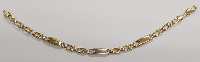 18 Karat Two Tone Yellow and White Gold Bracelet - Size: 8