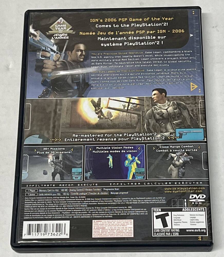 Syphon Filter: Dark Mirror (Sony PlayStation 2, 2007) for sale online