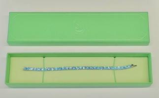 Swarovski Matrix Tennis Bracelet Blue Medium Round Rhodium Plate