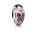 Genuine Pandora 0.925% Silver Butterfly Kisses Murano Glass Bead Charm - Pink