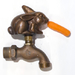 VTG White Swan BUNNY Rabbit Bronze Outdoor Garden Faucet Spigot Hose Tap USA