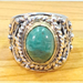 VTG Navajo Southwestern Style Green Turquoise 925 14kyg Silver Ring Sz 7.25